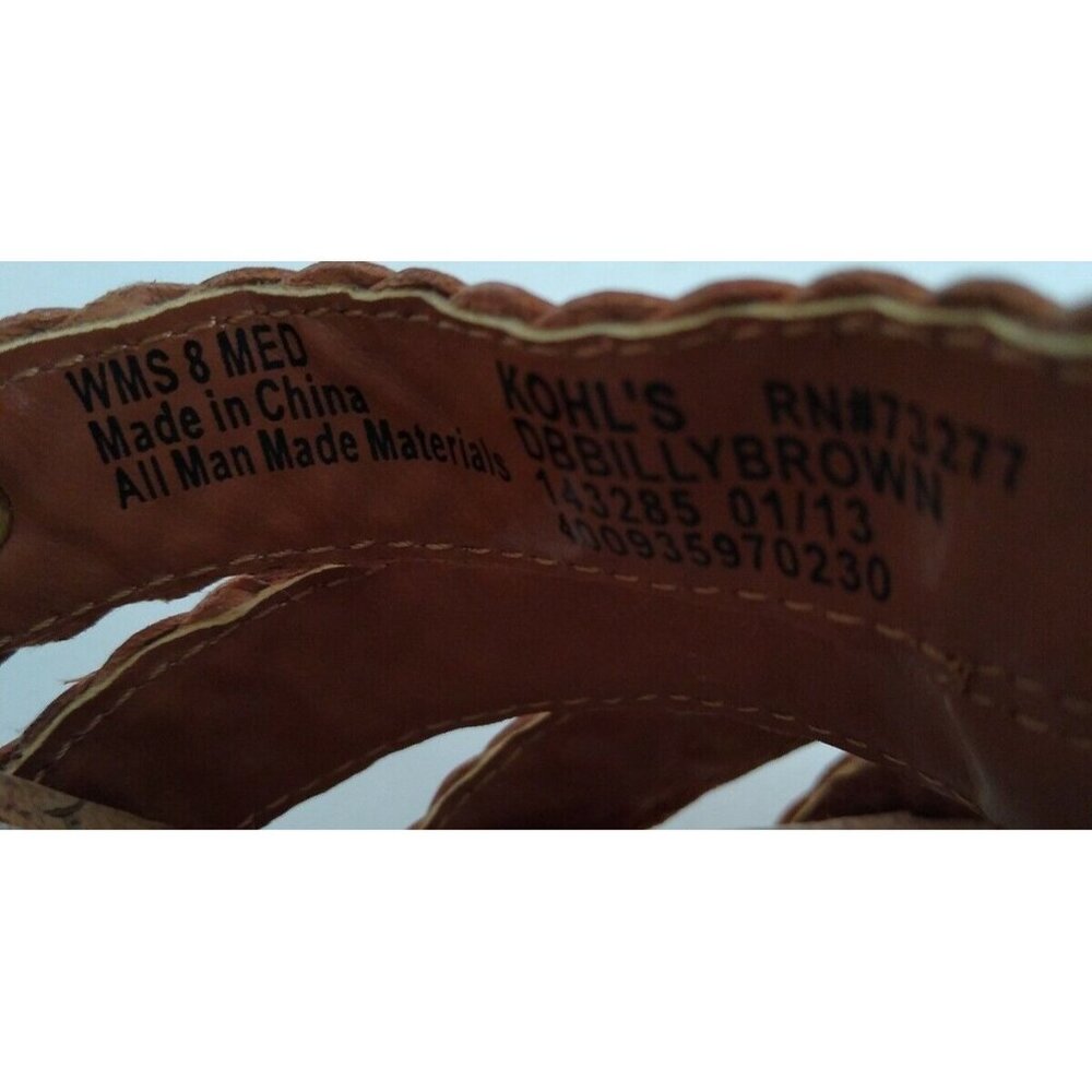 Dana Buchman BILLY BROWN Tan Slip On Strappy Open Toe Cork Wedge Sandals Sz 8 M - Picture 8 of 9